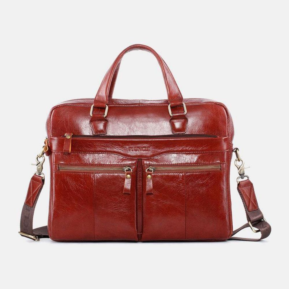 Herren Echtes Leder Vintage Retro Mehrschichtige Handtasche Business Bag