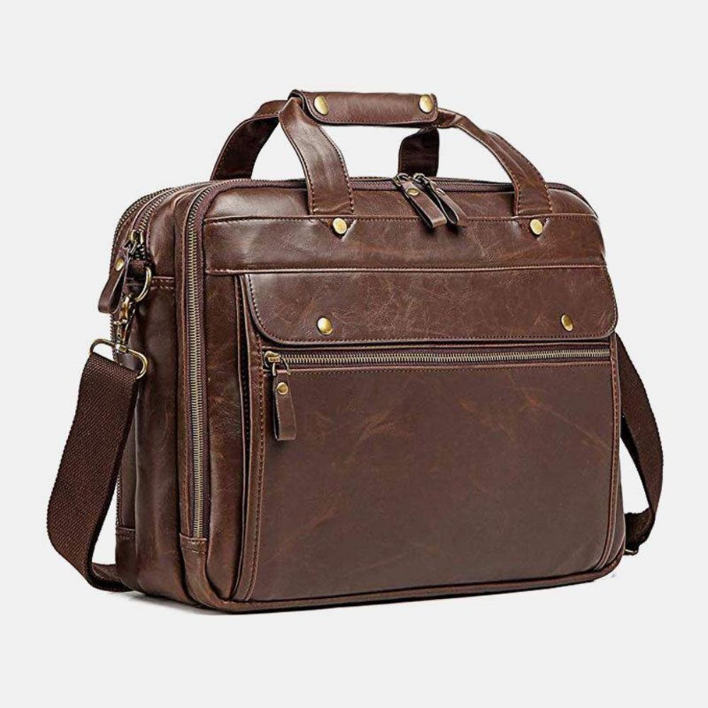 Herren Vintage Multi-Pocket Messenger Bag Handtasche Umhängetasche Für Business