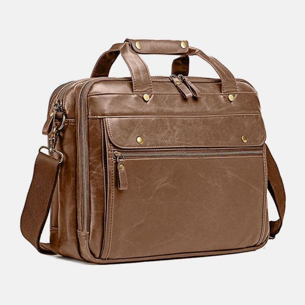 Herren Vintage Multi-Pocket Messenger Bag Handtasche Umhängetasche Für Business