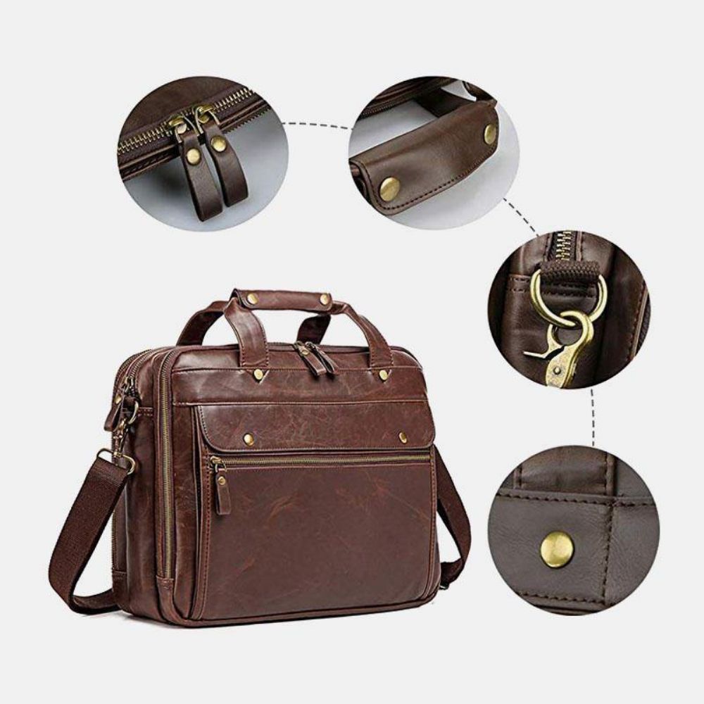 Herren Vintage Multi-Pocket Messenger Bag Handtasche Umhängetasche Für Business