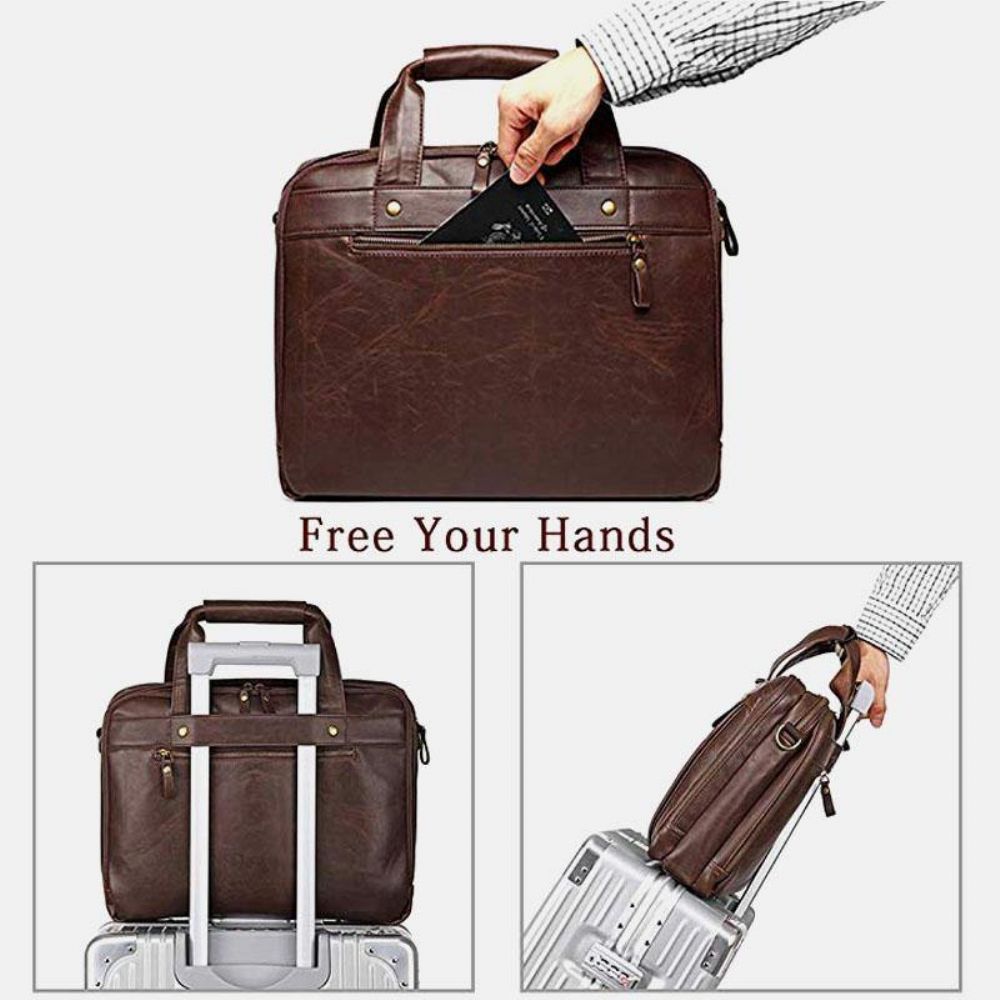 Herren Vintage Multi-Pocket Messenger Bag Handtasche Umhängetasche Für Business