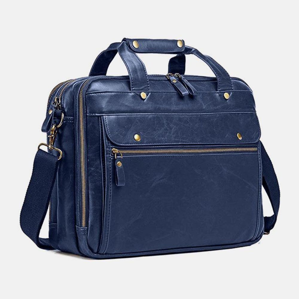 Herren Vintage Multi-Pocket Messenger Bag Handtasche Umhängetasche Für Business