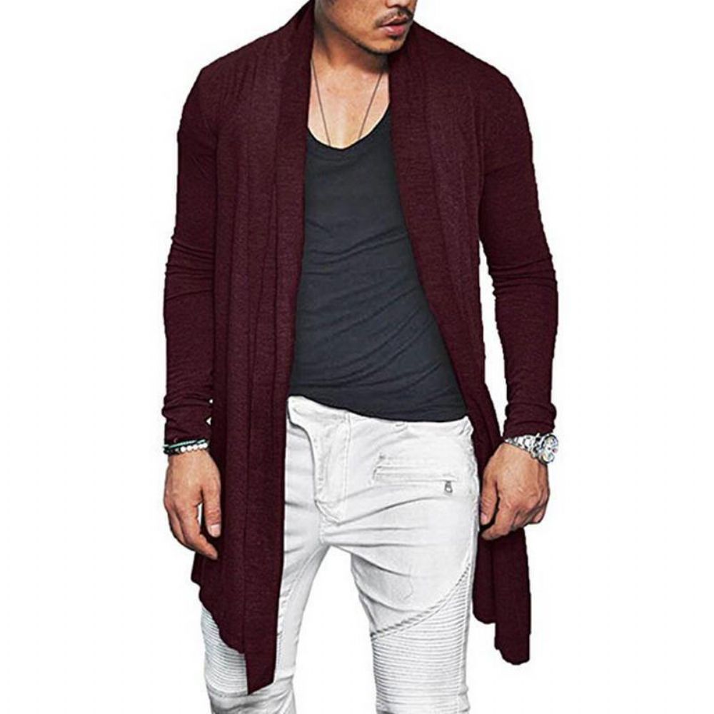 Herren Frühjahr Herbst Mittellange Einfarbige Lässige Strickjacken Mit Taschenjacke