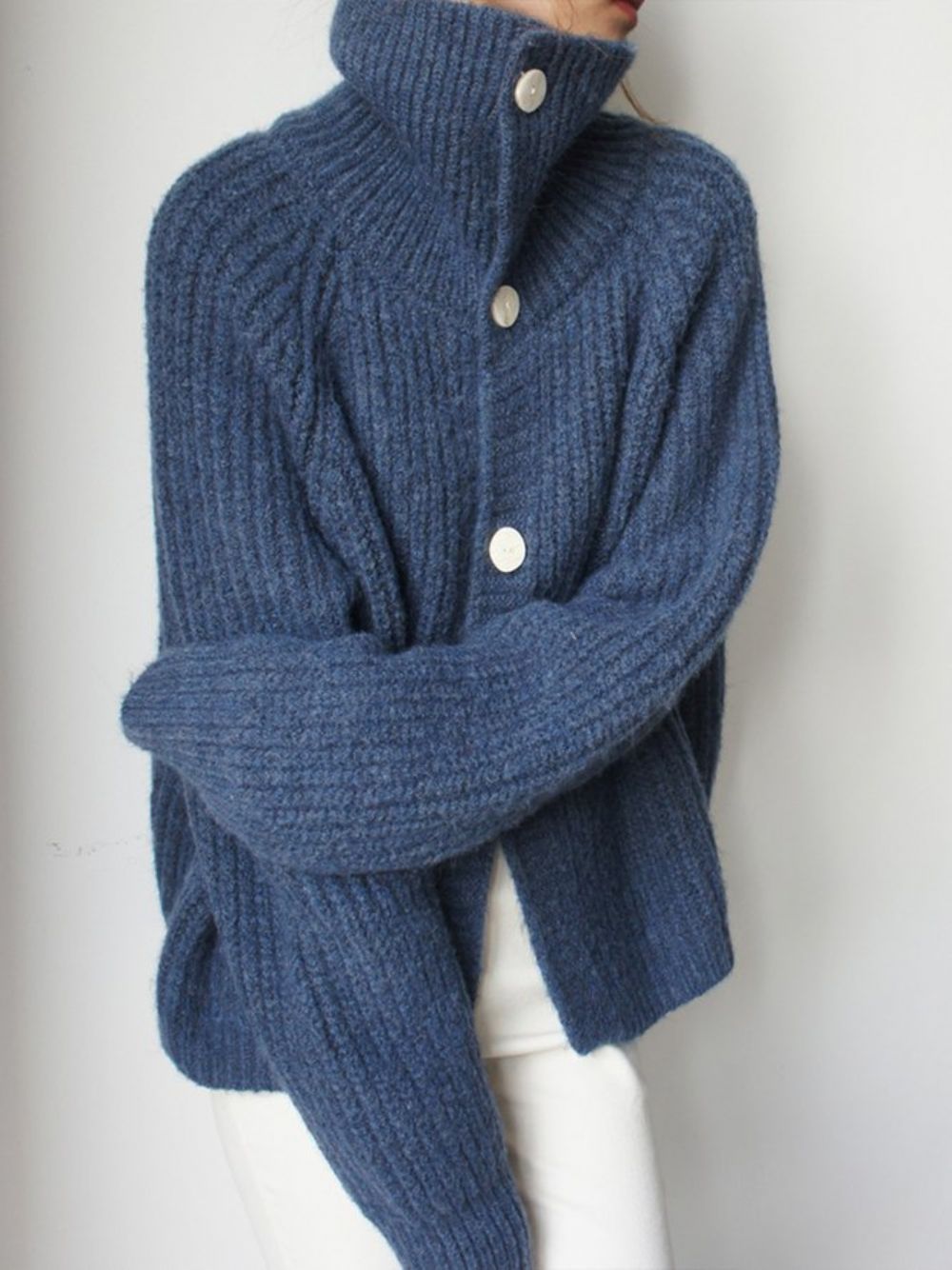 Stehkragen Urban Plain Buttoned Sweater Cardigan