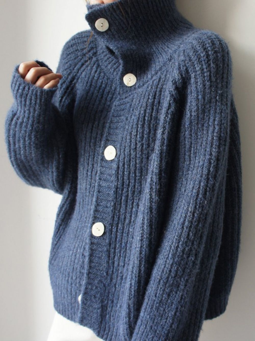 Stehkragen Urban Plain Buttoned Sweater Cardigan