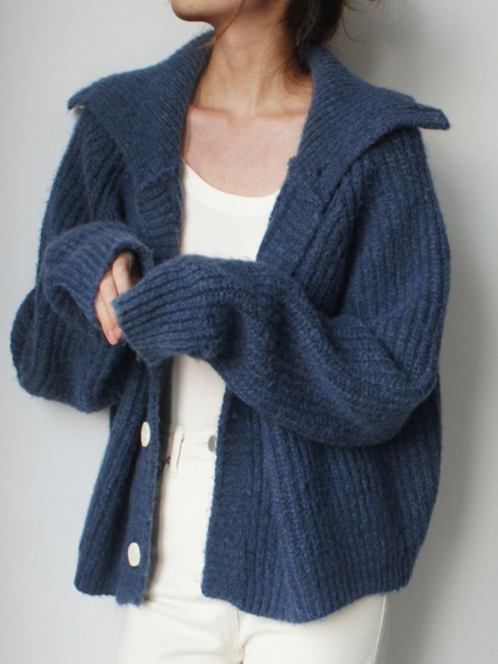 Stehkragen Urban Plain Buttoned Sweater Cardigan