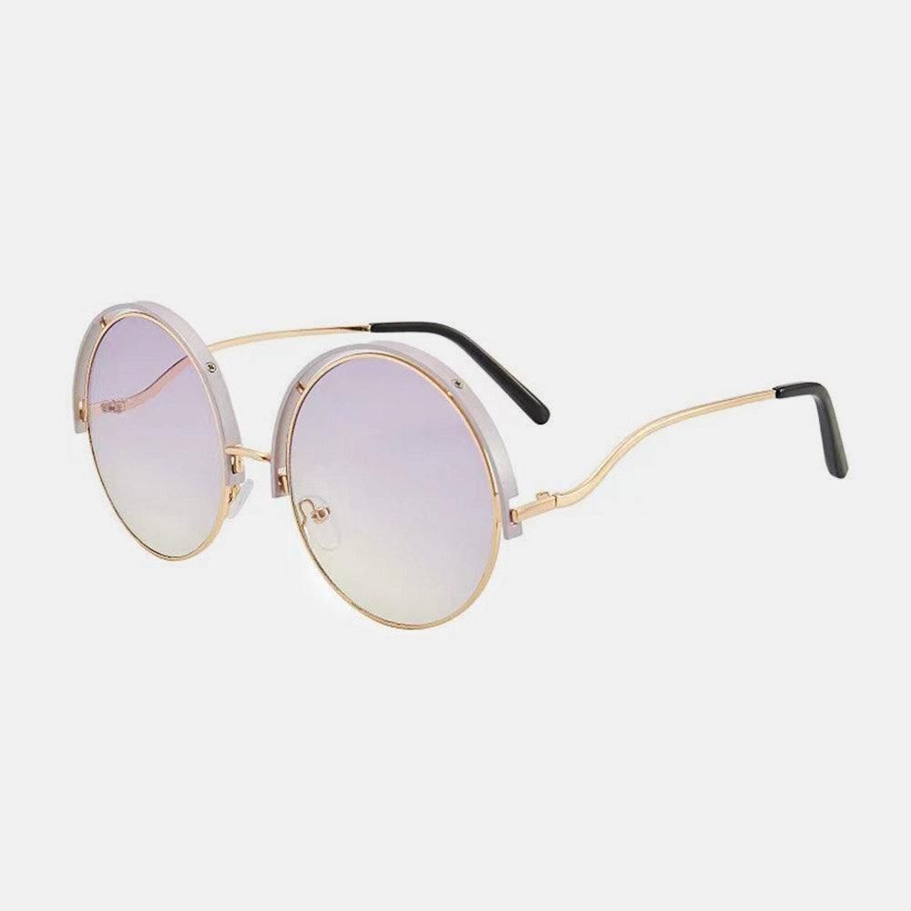 Runde Unisex-Sonnenbrille Mit Rundem Metallrahmen Und Verlaufsglas Anti-Uv-Sonnenschutz