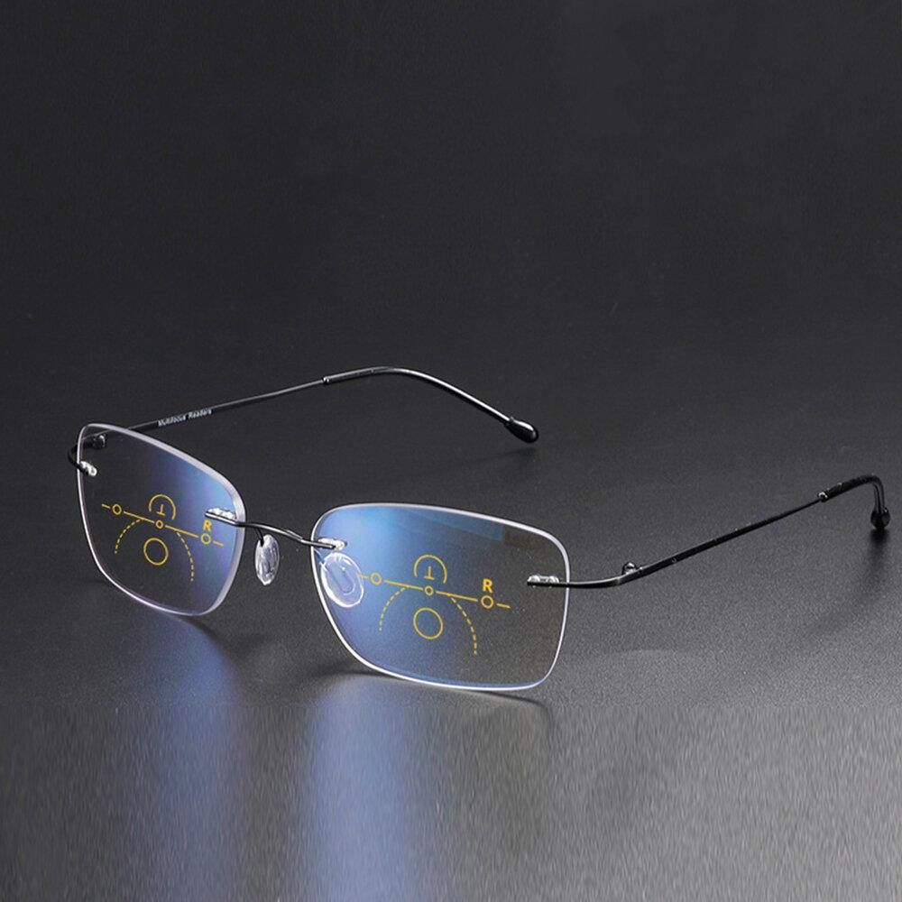 Unisex Dual-Use Frameless Multi-Focus Anti-Blaulicht Intelligente Automatische Zoom-Lesebrille Presbyopie-Brille