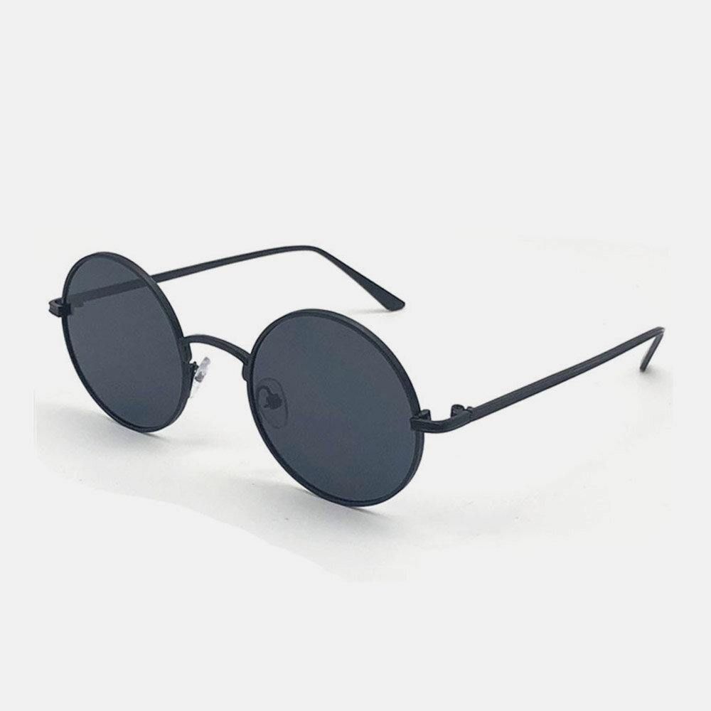 Unisex-Metall-Sonnenbrille Mit Rundem Rahmen Und Pc-Linse Anti-Uv-Sonnenschutz