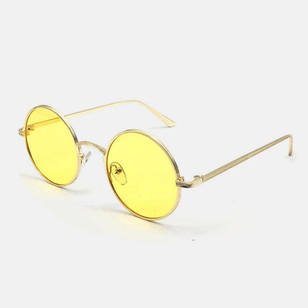 Unisex-Metall-Sonnenbrille Mit Rundem Rahmen Und Pc-Linse Anti-Uv-Sonnenschutz