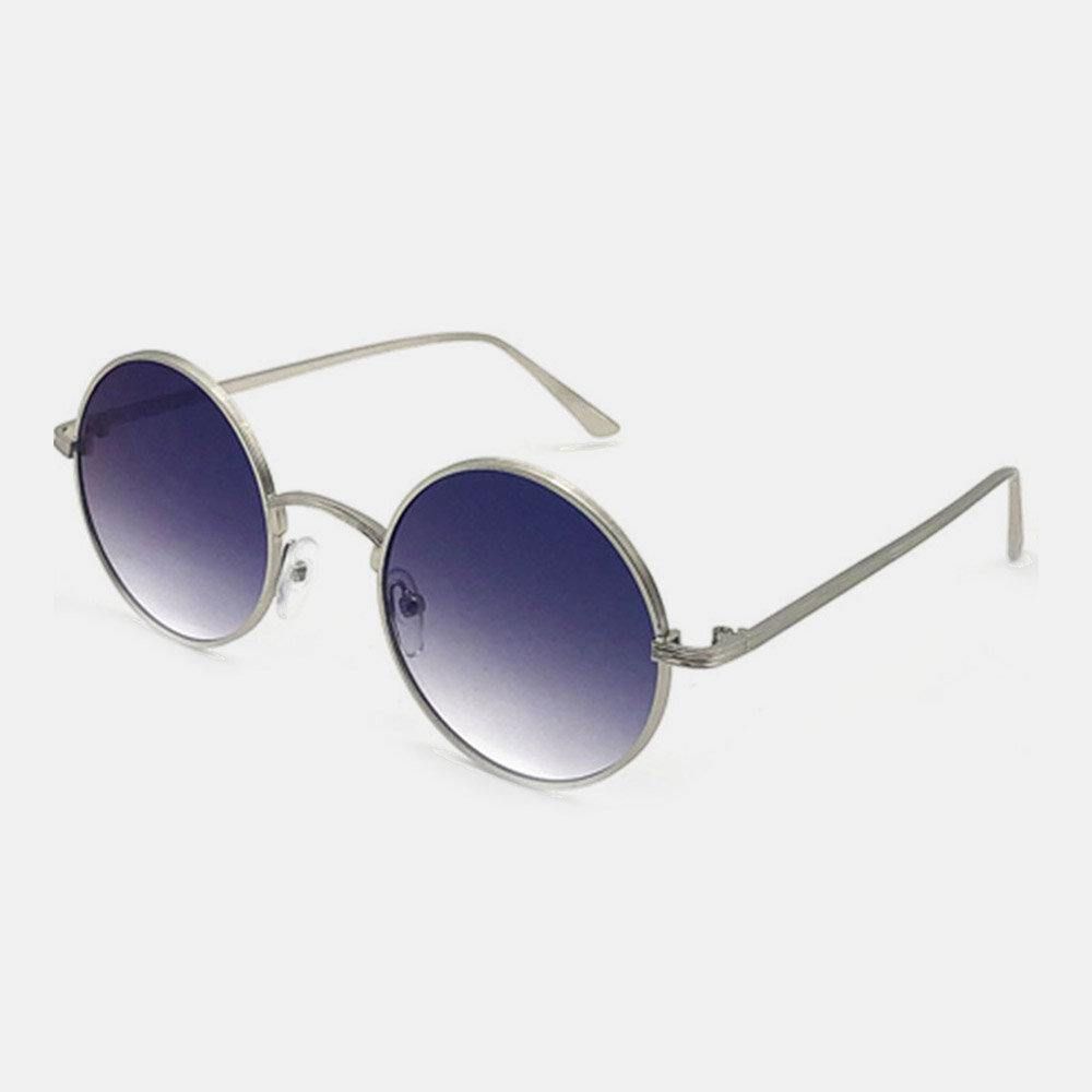 Unisex-Metall-Sonnenbrille Mit Rundem Rahmen Und Pc-Linse Anti-Uv-Sonnenschutz