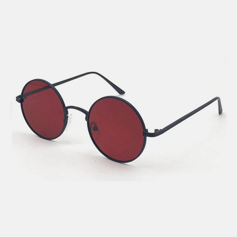 Unisex-Metall-Sonnenbrille Mit Rundem Rahmen Und Pc-Linse Anti-Uv-Sonnenschutz