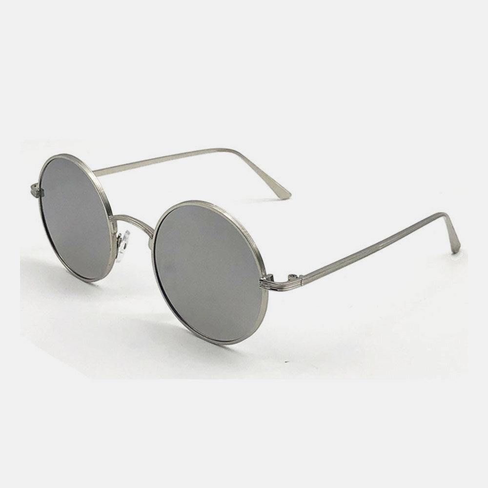 Unisex-Metall-Sonnenbrille Mit Rundem Rahmen Und Pc-Linse Anti-Uv-Sonnenschutz