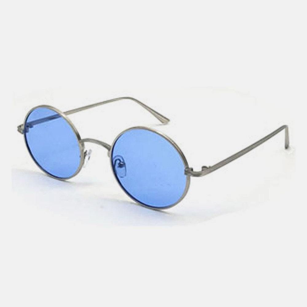 Unisex-Metall-Sonnenbrille Mit Rundem Rahmen Und Pc-Linse Anti-Uv-Sonnenschutz