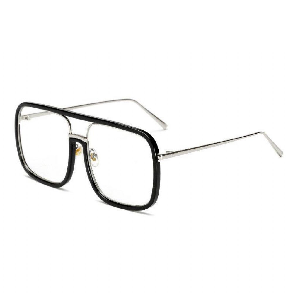 Unisex Retro Flat Mirror Square Large Frame Transparente Anti-Uv-Sonnenbrille Für Damen