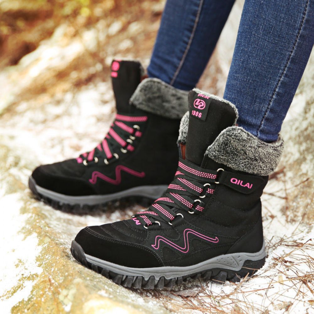 Herbst Und Winter Outdoor-Schneeschuhe Weibliche Skischuhe Reisestiefel Wanderschuhe In Der Röhre Warme Und Samtige Baumwollschuhe