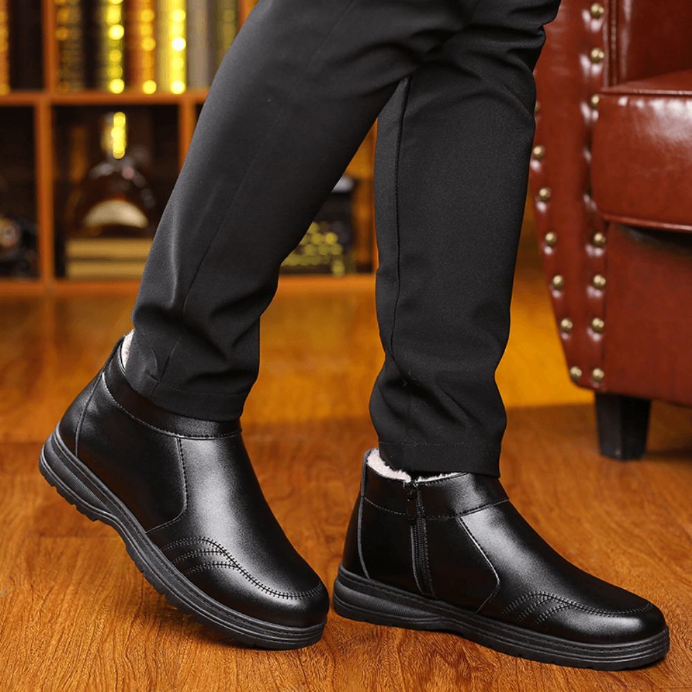 Bequeme Mikrofaser-Leder-Warm Gefütterte Business-Casual-Stiefeletten Für Herren