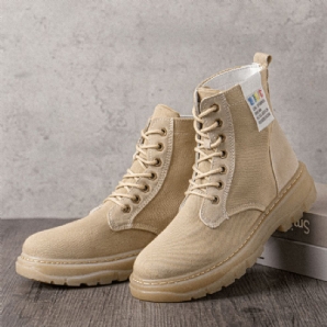 Damen Casual Canvas Dicke Sohle High Top Schnürkampfstiefel