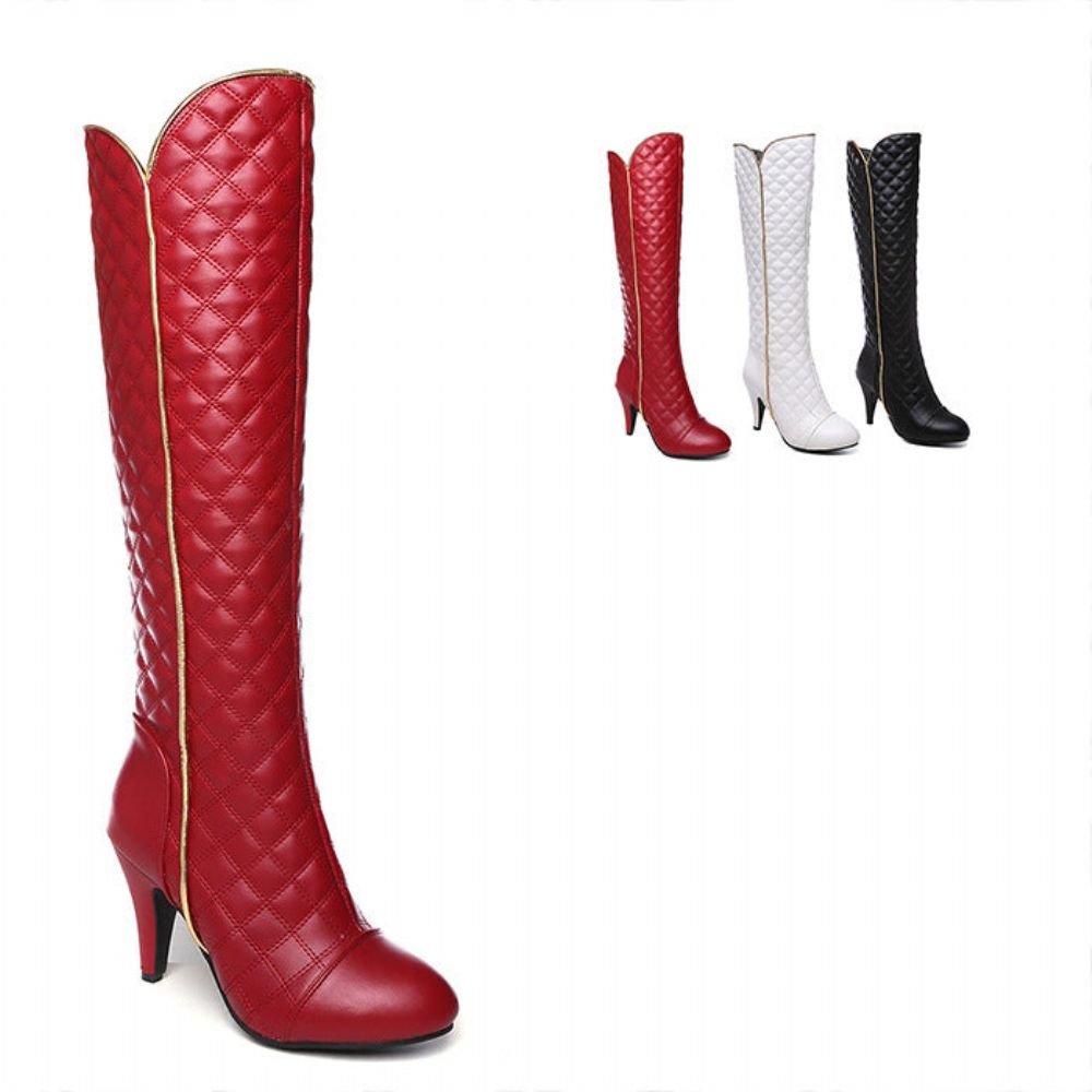 Einfarbige Hohe Stiletto-Martin-Stiefel Für Damen