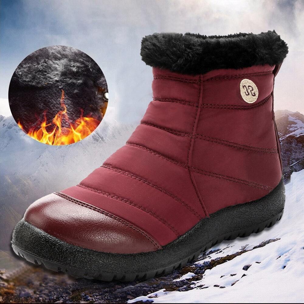 Große Bequeme Warme Wasserdichte Winter-Schneestiefel Mit Reißverschluss Für Damen