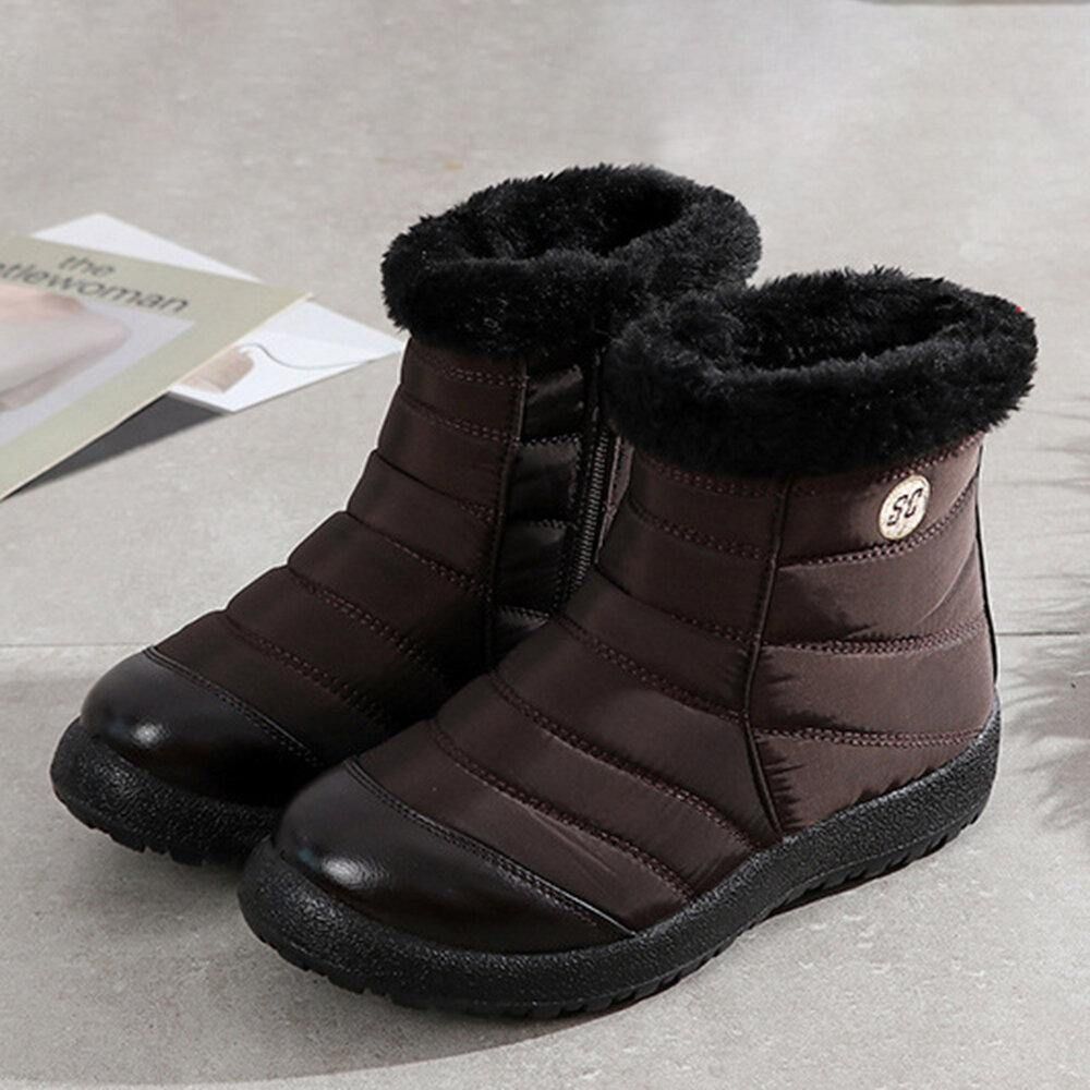 Große Bequeme Warme Wasserdichte Winter-Schneestiefel Mit Reißverschluss Für Damen