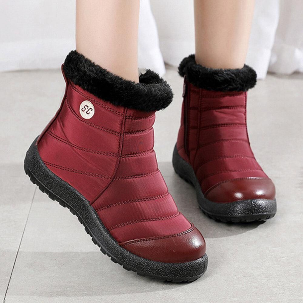 Große Bequeme Warme Wasserdichte Winter-Schneestiefel Mit Reißverschluss Für Damen