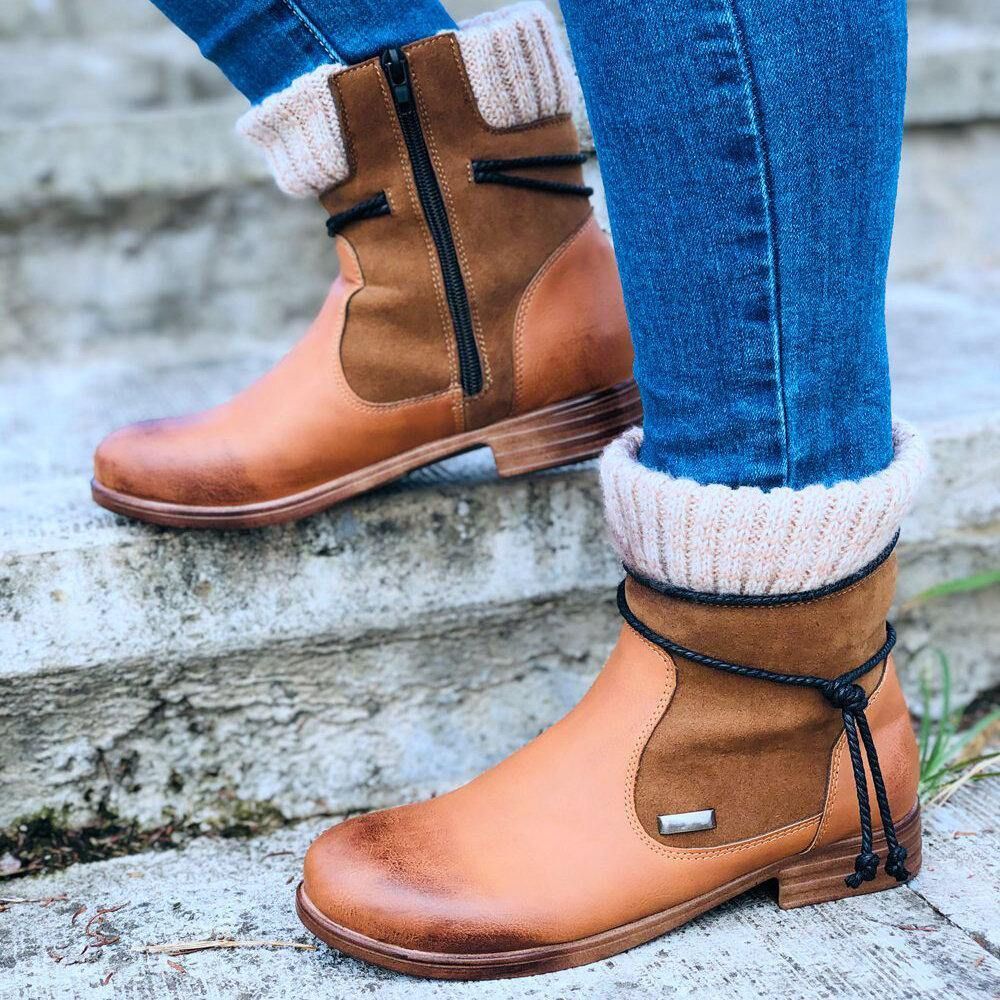 Große Damen Retro Warme Tägliche Winter Sockenspleißstiefel