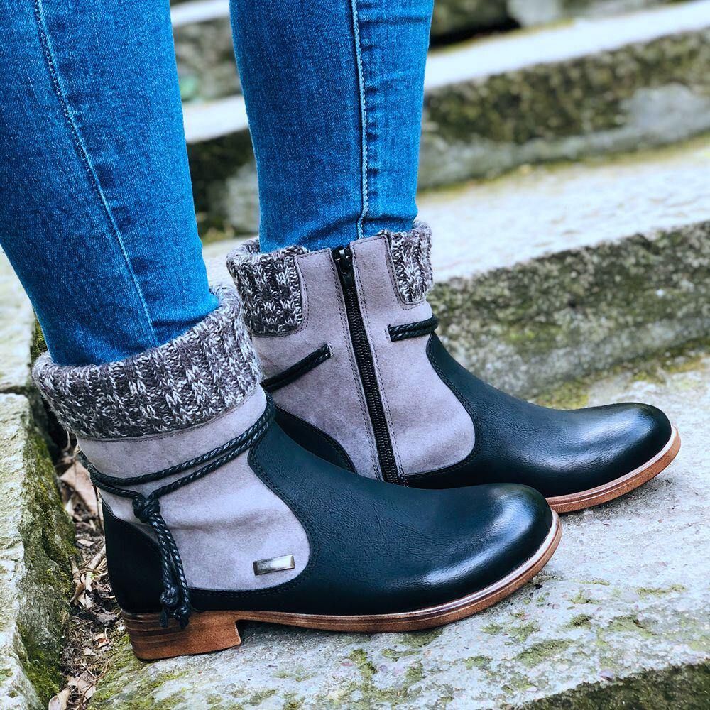 Große Damen Retro Warme Tägliche Winter Sockenspleißstiefel