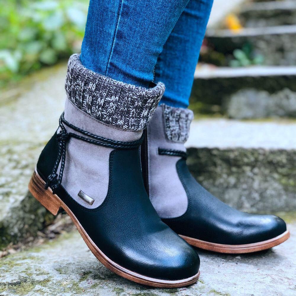 Große Damen Retro Warme Tägliche Winter Sockenspleißstiefel