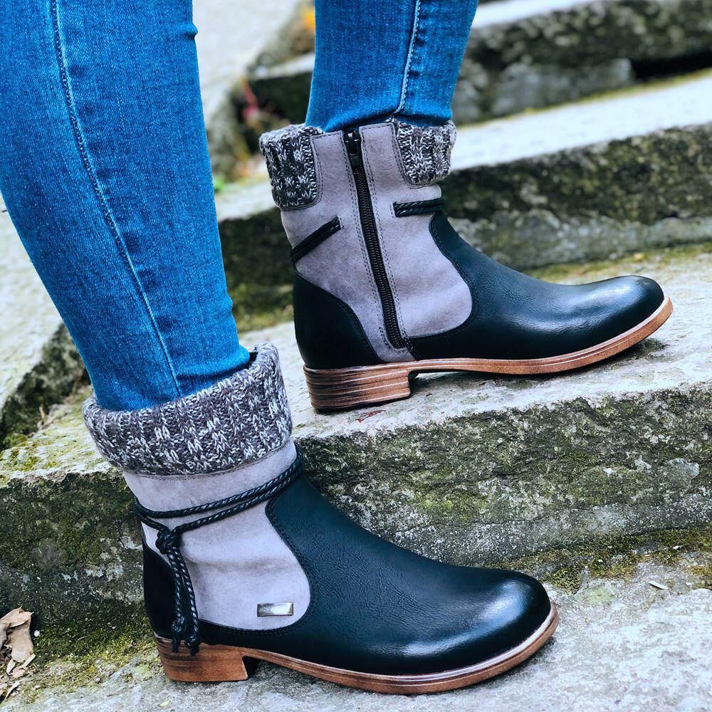 Große Damen Retro Warme Tägliche Winter Sockenspleißstiefel