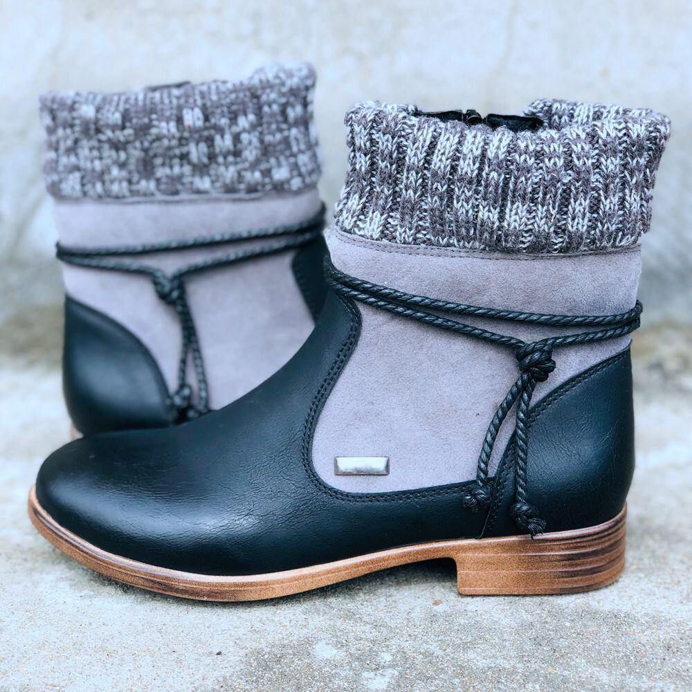 Große Damen Retro Warme Tägliche Winter Sockenspleißstiefel