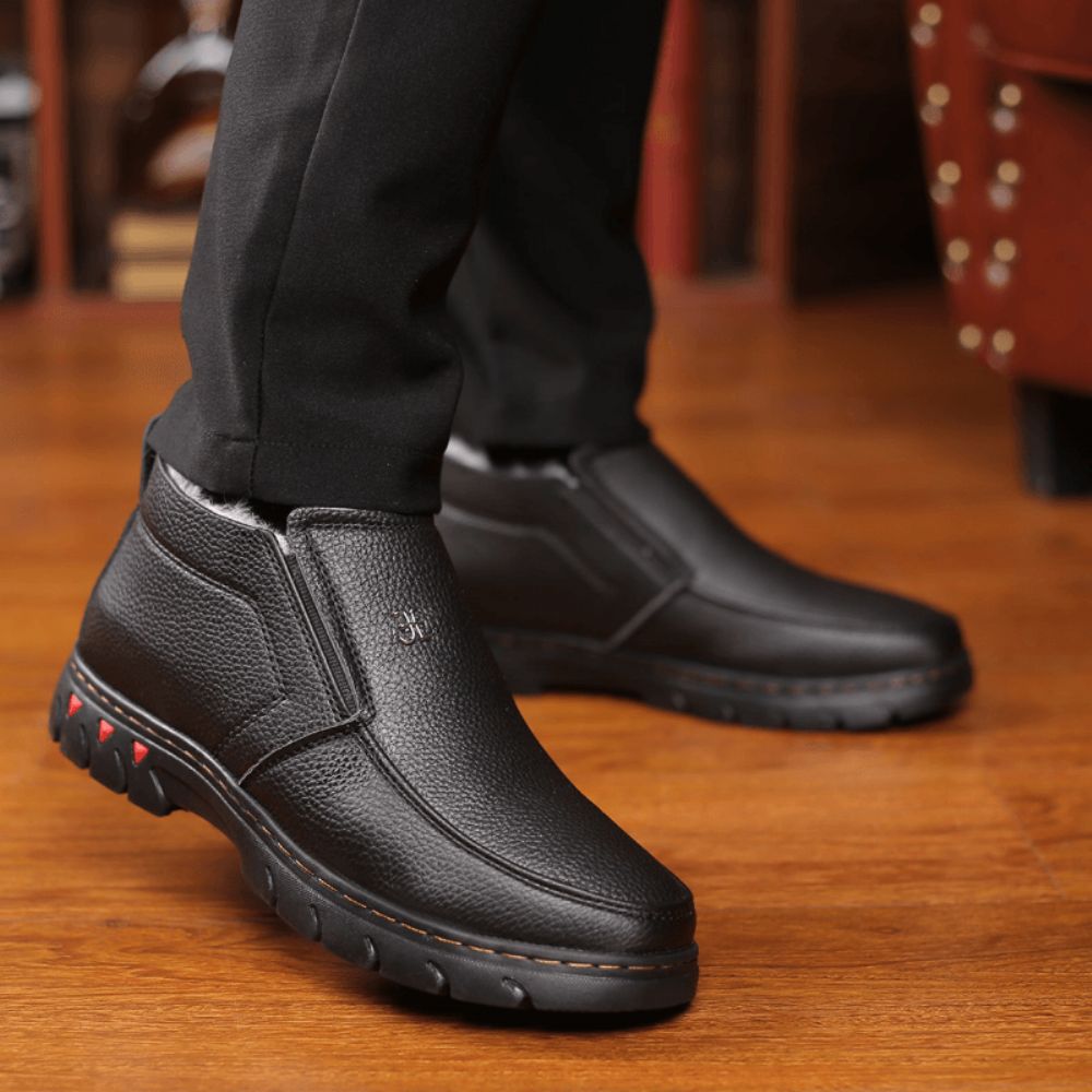 Herren Bequeme Mikrofaser Leder Warmes Plüschfutter Business Casual Stiefeletten