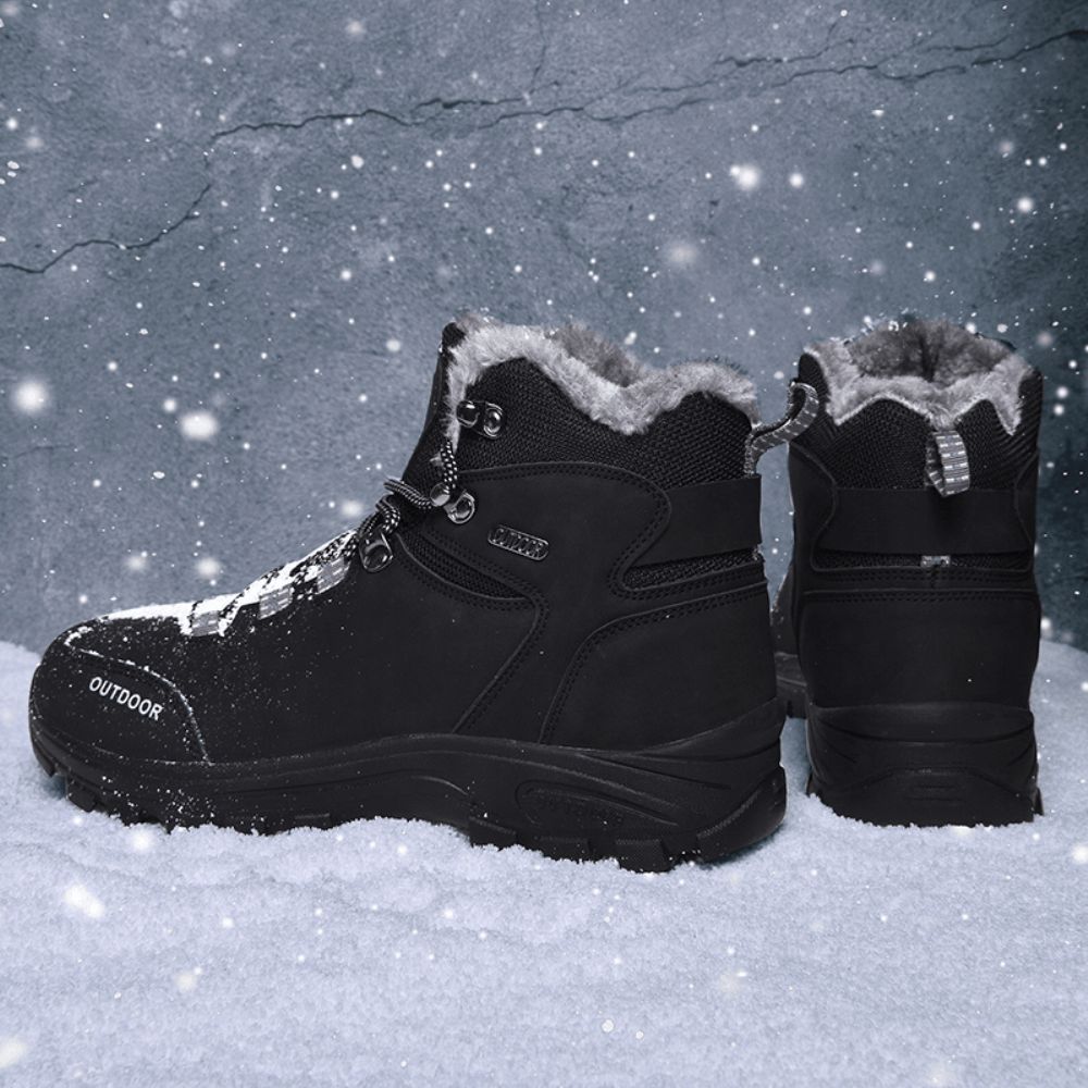 Herren Outdoor Bequeme Rutschfeste Tragbare Plüsch Warme Winterwanderschuhe