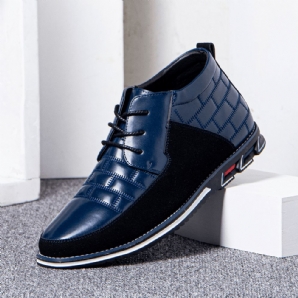 Herren Runde Zehen Bequeme Weiche Sohle Schnürschuhe Business Casual Leder Stiefeletten