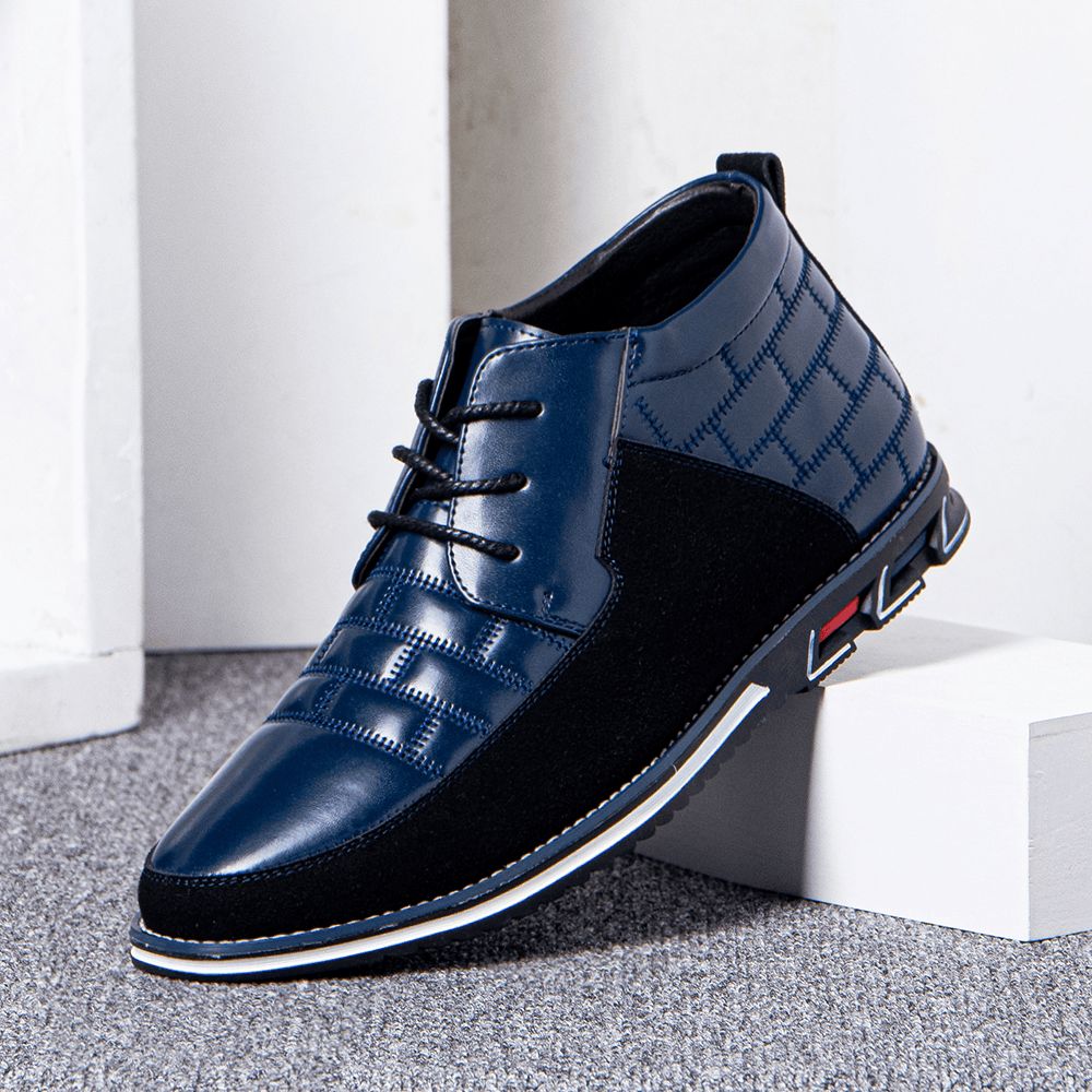 Herren Runde Zehen Bequeme Weiche Sohle Schnürschuhe Business Casual Leder Stiefeletten