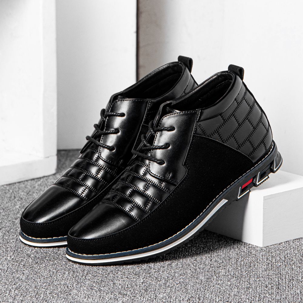 Herren Runde Zehen Bequeme Weiche Sohle Schnürschuhe Business Casual Leder Stiefeletten