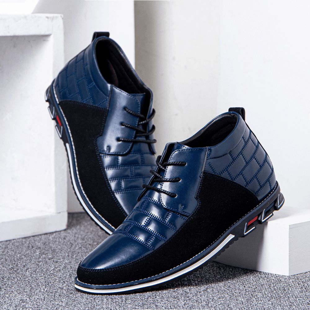 Herren Runde Zehen Bequeme Weiche Sohle Schnürschuhe Business Casual Leder Stiefeletten