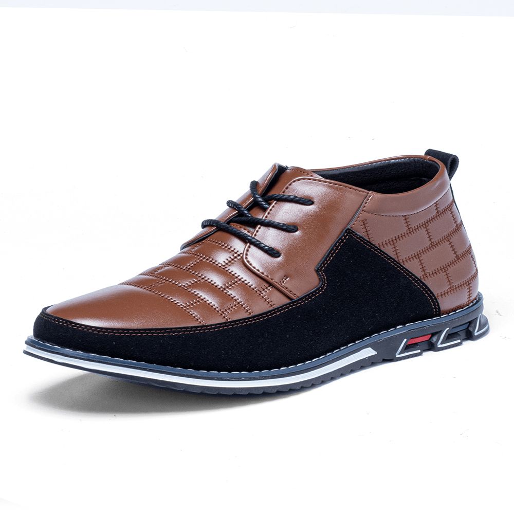 Herren Runde Zehen Bequeme Weiche Sohle Schnürschuhe Business Casual Leder Stiefeletten