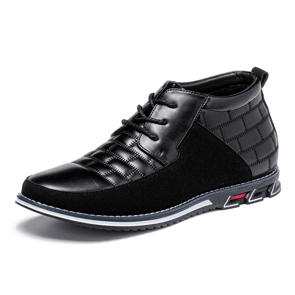 Herren Runde Zehen Bequeme Weiche Sohle Schnürschuhe Business Casual Leder Stiefeletten