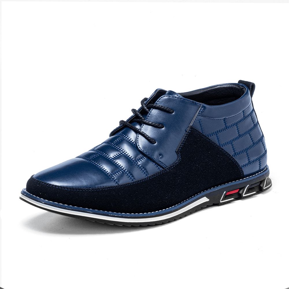 Herren Runde Zehen Bequeme Weiche Sohle Schnürschuhe Business Casual Leder Stiefeletten