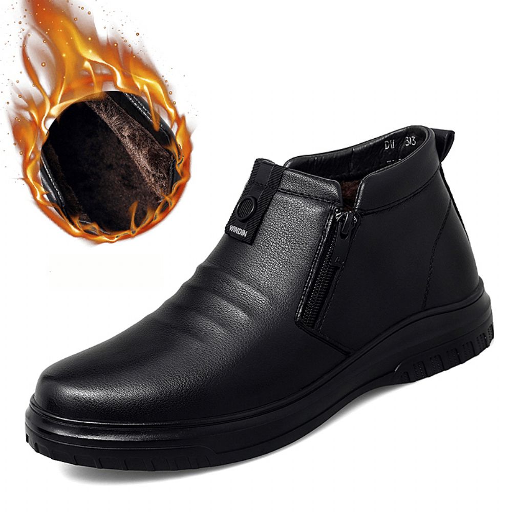 Herren Seitlicher Reißverschluss Bequeme Mikrofaser Leder Warme Rutschfeste Business Casual Stiefeletten