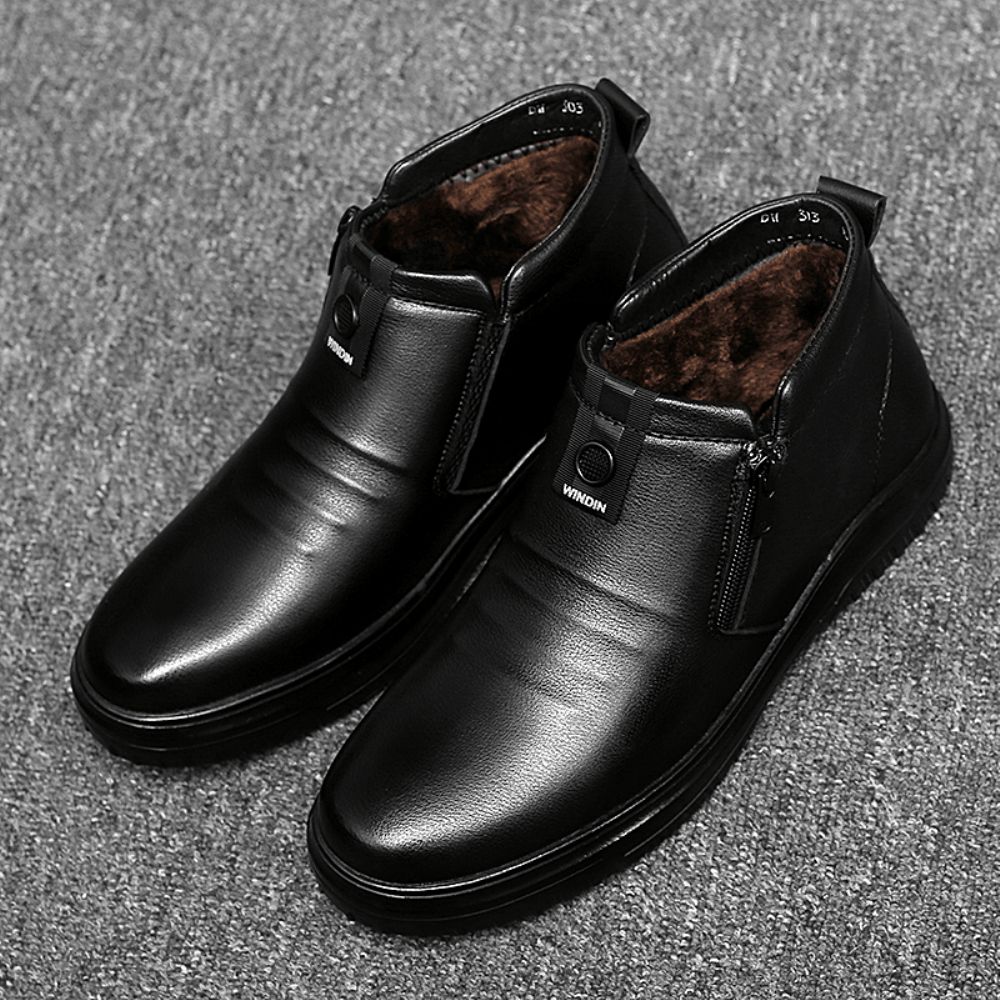 Herren Seitlicher Reißverschluss Bequeme Mikrofaser Leder Warme Rutschfeste Business Casual Stiefeletten