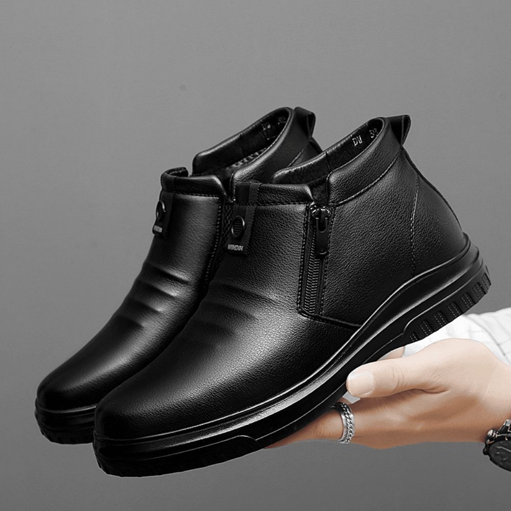 Herren Seitlicher Reißverschluss Bequeme Mikrofaser Leder Warme Rutschfeste Business Casual Stiefeletten