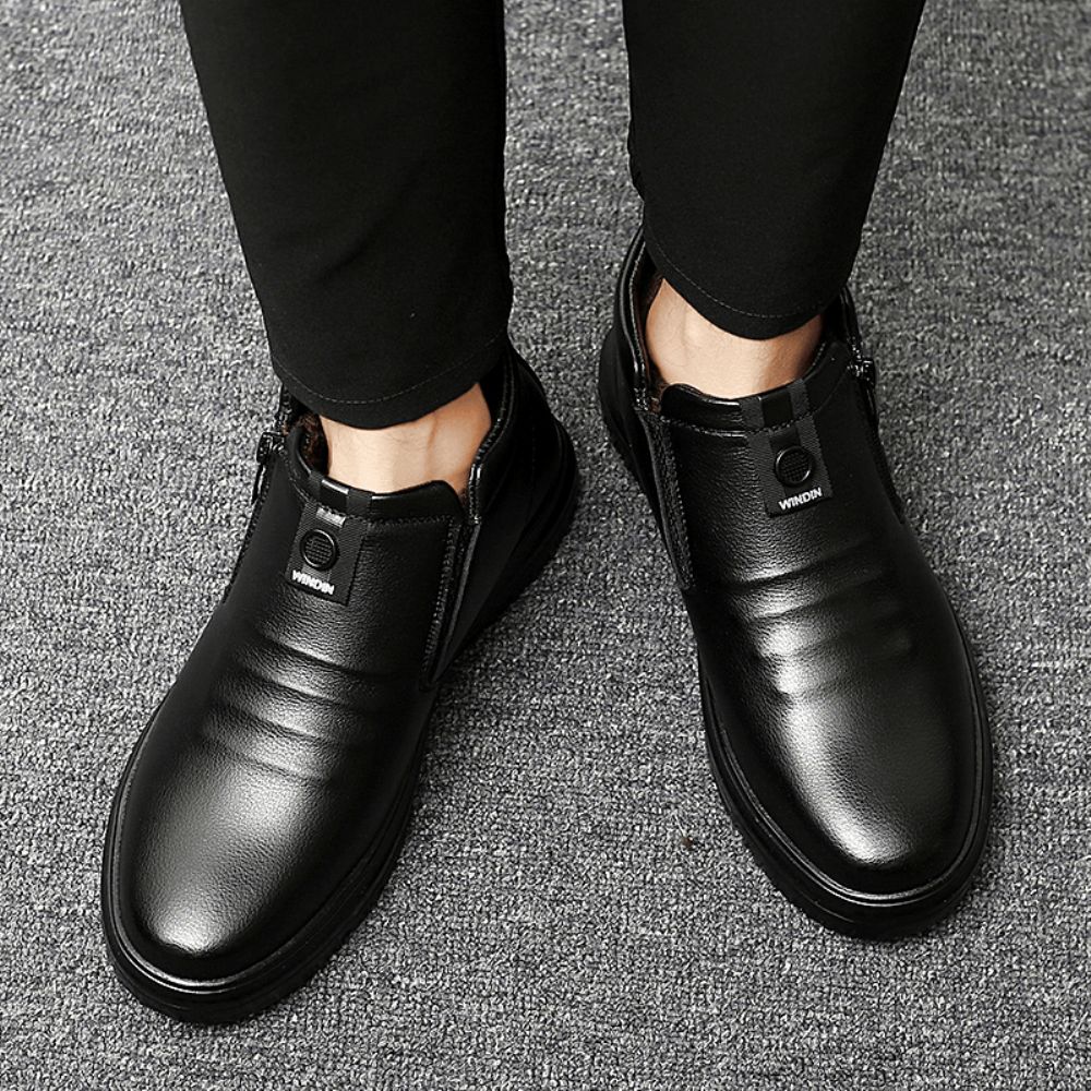 Herren Seitlicher Reißverschluss Bequeme Mikrofaser Leder Warme Rutschfeste Business Casual Stiefeletten