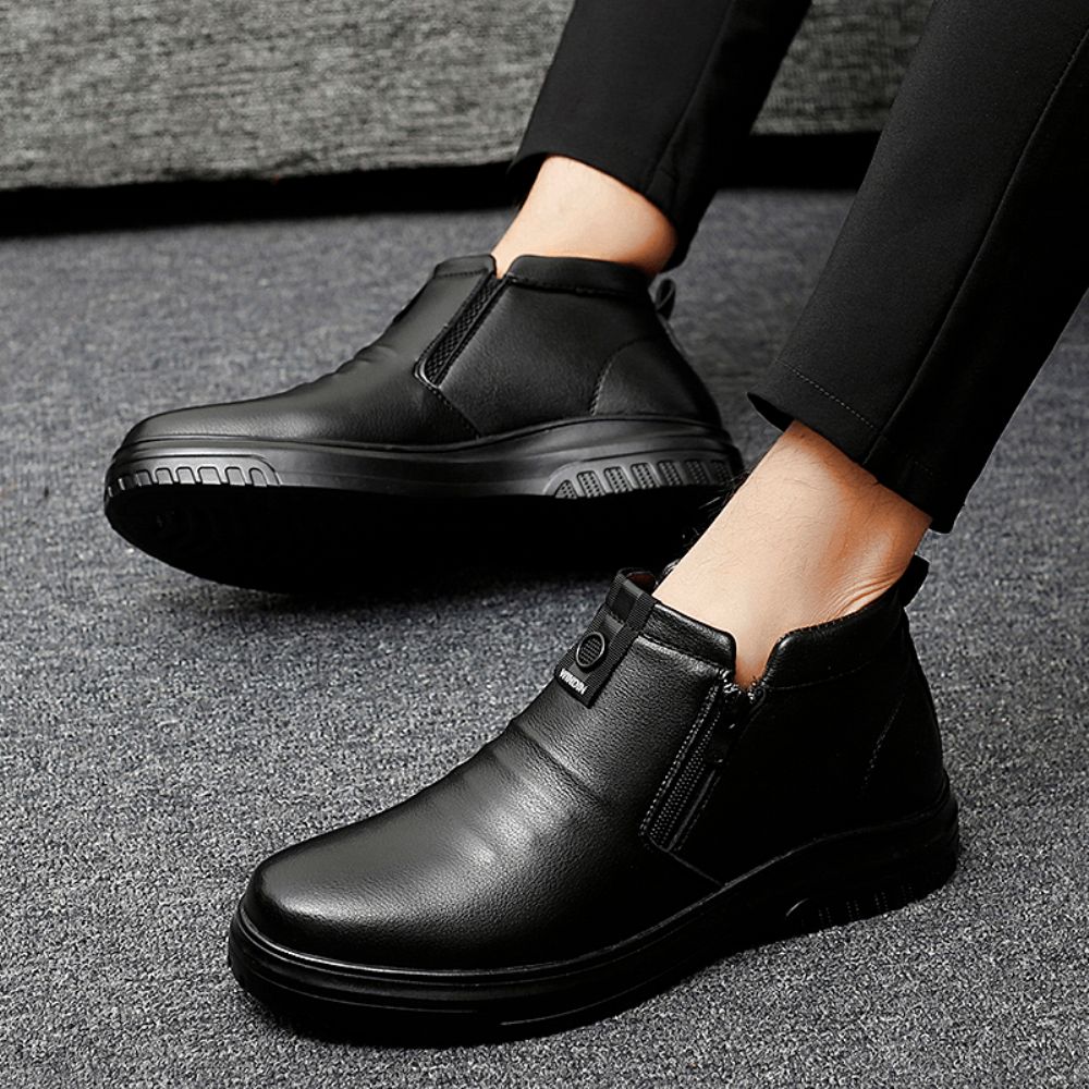 Herren Seitlicher Reißverschluss Bequeme Mikrofaser Leder Warme Rutschfeste Business Casual Stiefeletten