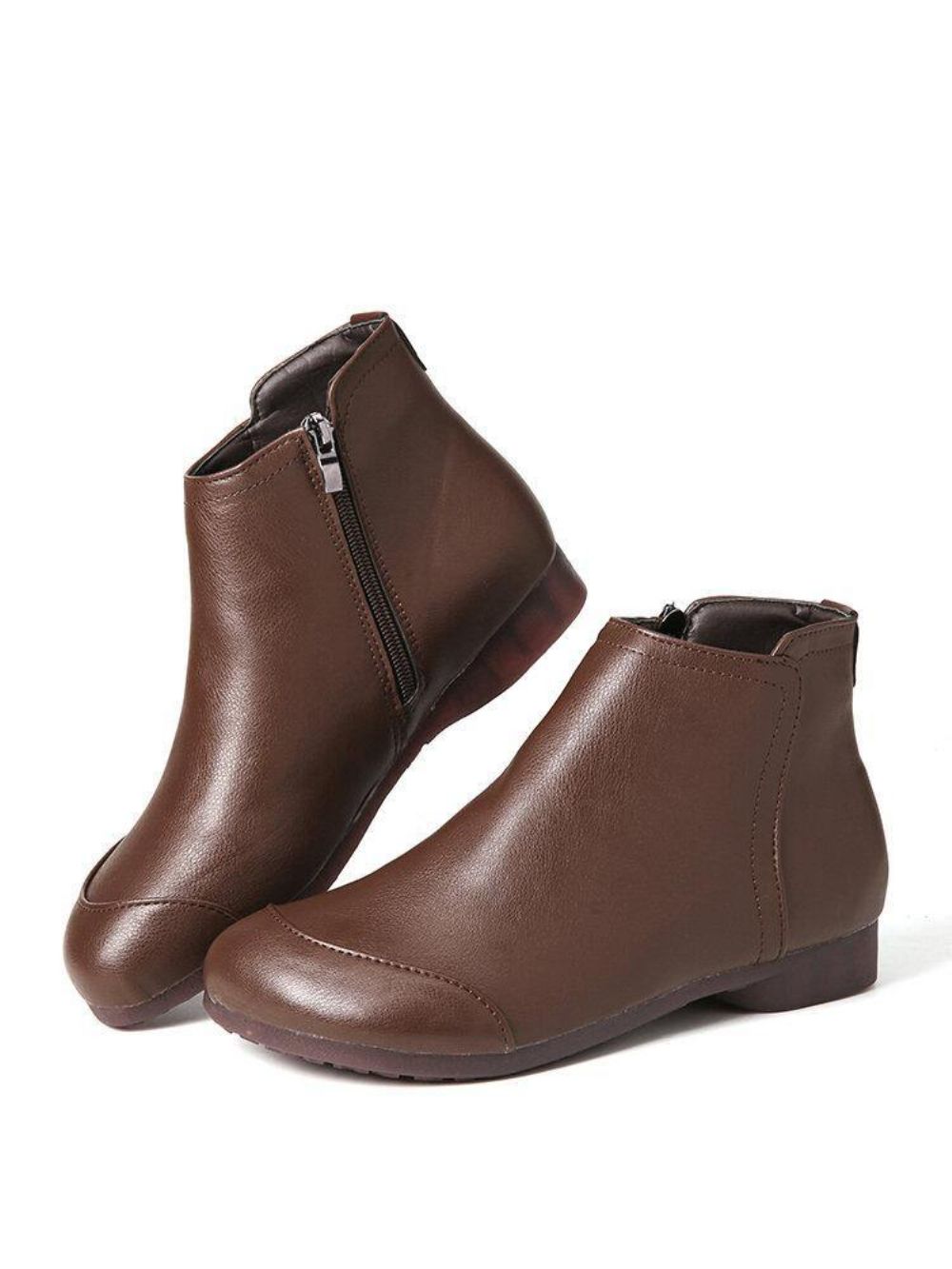 Plus Size Damen Casual Solid Wide Fit Seitlicher Reißverschluss Flache Stiefeletten