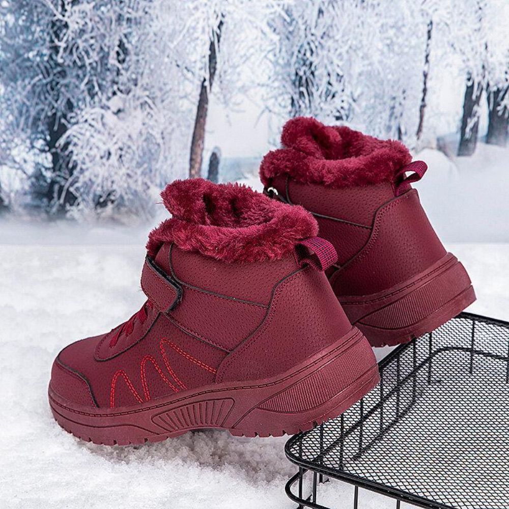 Warmes Futter Rutschfester Klettverschluss Kurze Schneestiefel Für Damen