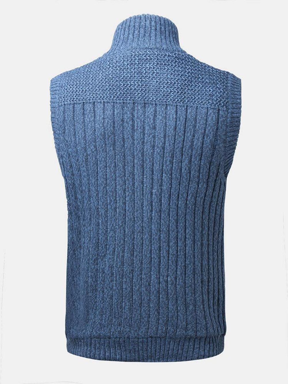 Einfarbig Gestrickte Warme Mit Fleece Gefütterte Pullover-Westen Für Herren