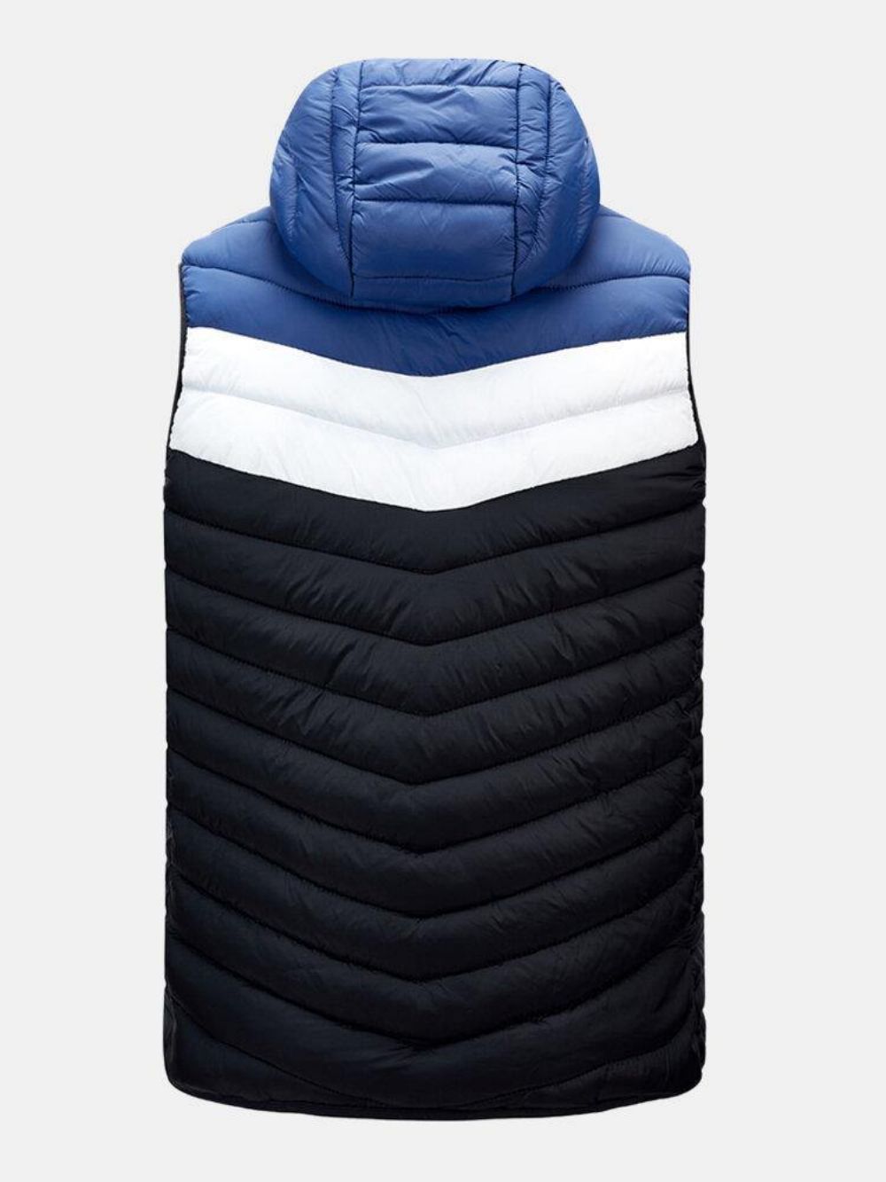 Herren-Patchwork-Sleeveless Warm Zipper Hooded Padded Gilet Vest