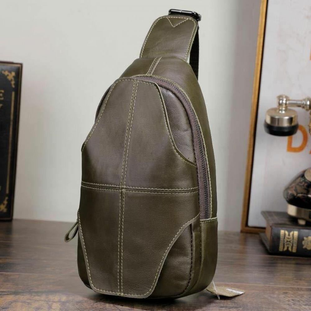 Herren Echtes Leder Anti-Diebstahl Retro Casual Business Umhängetasche Brusttasche Sling Bag